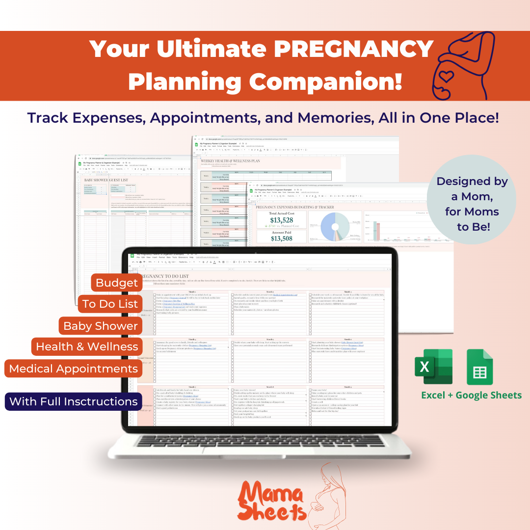 The Ultimate Pregnancy Planner & Journal – Google Sheets & Excel Edition