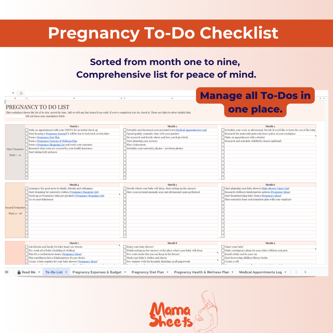 The Ultimate Pregnancy Planner & Journal – Google Sheets & Excel Edition