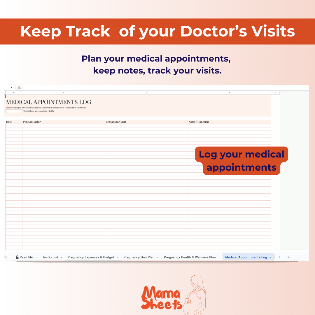 The Ultimate Pregnancy Planner & Journal – Google Sheets & Excel Edition